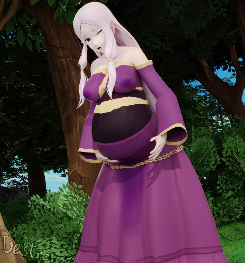 1girls 3d 3d_(artwork) big_breasts birth breasts egg egg_laying female female_only fire_emblem fire_emblem:_the_binding_blade hdddestroyer idunn_(fire_emblem) lactation large_breasts long_hair nintendo open_mouth pointy_ears pregnant solo