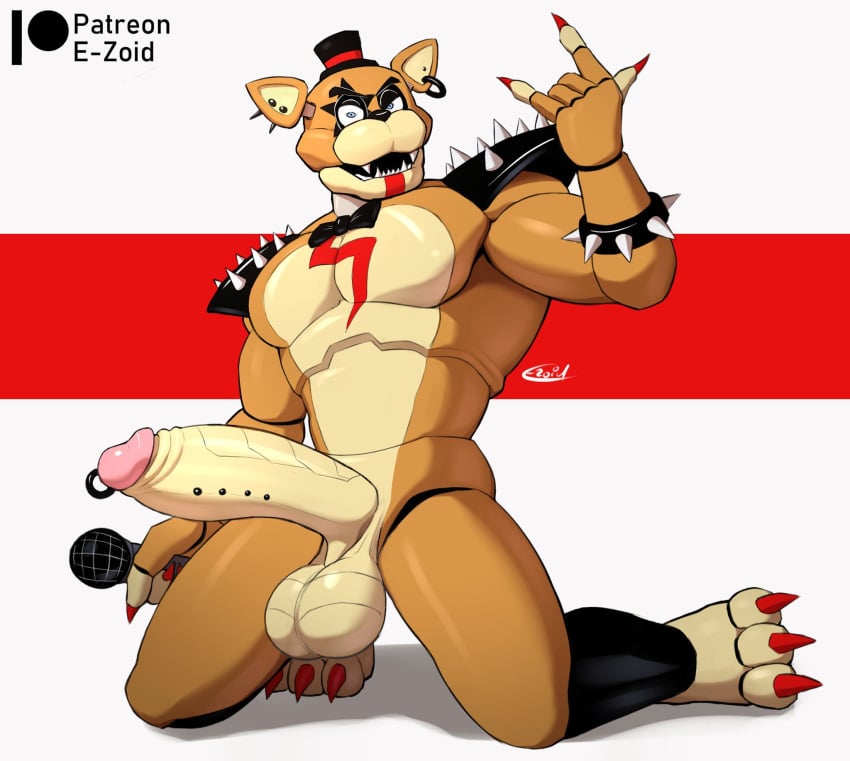 1male 2022 abs angry_face animatronic anthro balls bear big_cock big_penis blue_eyes bodypaint bowtie bracelet claws cock dick digital_drawing_(artwork) digital_media_(artwork) e-zoid ear_piercing ear_ring earrings facepaint fangs five_nights_at_freddy's five_nights_at_freddy's:_security_breach foreskin frenum_ladder frenum_piercing genital_piercing glamrock_freddy_(fnaf) hat headgear headwear heavy_metal_freddy hi_res holding_microphone holding_object huge_balls huge_cock humanoid_genitalia humanoid_penis intimidating kneeling ladder_piercing large_penis looking_at_viewer machine male male_focus male_only microphone muscular muscular_anthro muscular_male open_mouth orange_body orange_fur penile penis penis_piercing pierced_ears piercing presenting_penis prince_albert_piercing red_claws retracted_foreskin ring_piercing robot scottgames sharp_teeth shoulder_pads simple_background solo_anthro solo_focus solo_male spiked_bracelet spiked_shoulderpads testicles two_tone_body two_tone_fur video_games