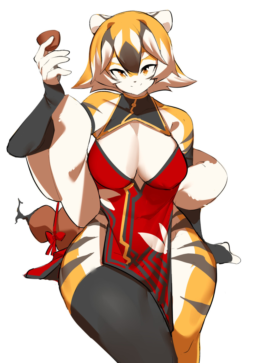 1girls anthro arknights aspirindabaitu big_breasts breasts chinese_clothes female furry mx99926 orange_eyes smile solo solo_female tagme tiger tiger_girl waai_fu_(arknights)