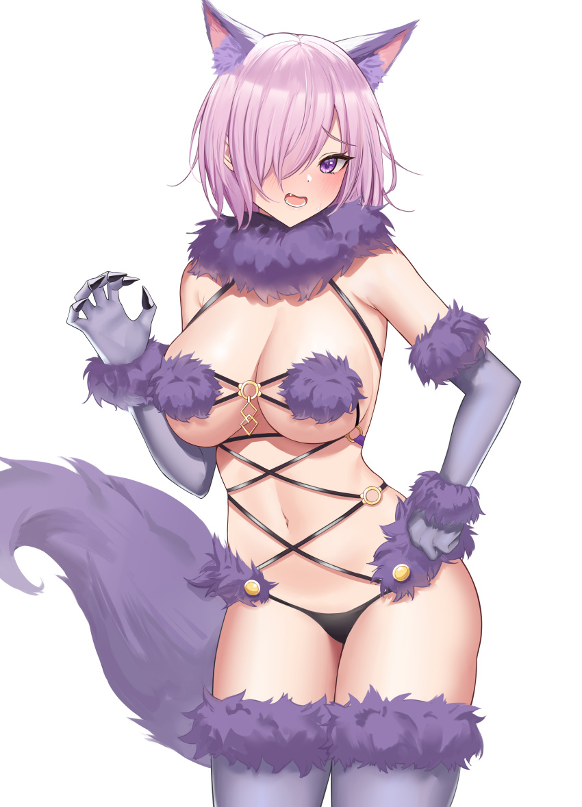 1girls 2022 animal_ear_hairband bikini blush breasts fate/grand_order fate_(series) female female_only fluffy_tail fur_bikini hair_over_one_eye hi_res hips huge_breasts kirin3145 light-skinned_female light_skin mash_kyrielight mash_kyrielight_(dangerous_beast) pink_hair purple_eyes short_hair slim_waist tail tail_accessory thick_thighs thighs wide_hips wolf_costume wolf_ears