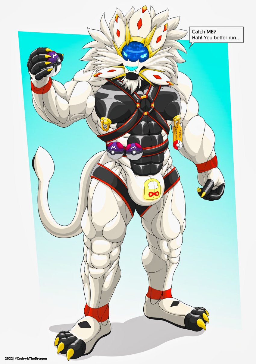 1234hdpa absurd_res anthro chastity_bulge chastity_device generation_7_pokemon goo_(disambiguation) goo_transformation harness hi_res humanoid legendary_pokemon male male_only nintendo piercing pokemon pokemon_(species) rubber solgaleo solo transformation video_games xedrykthedragon