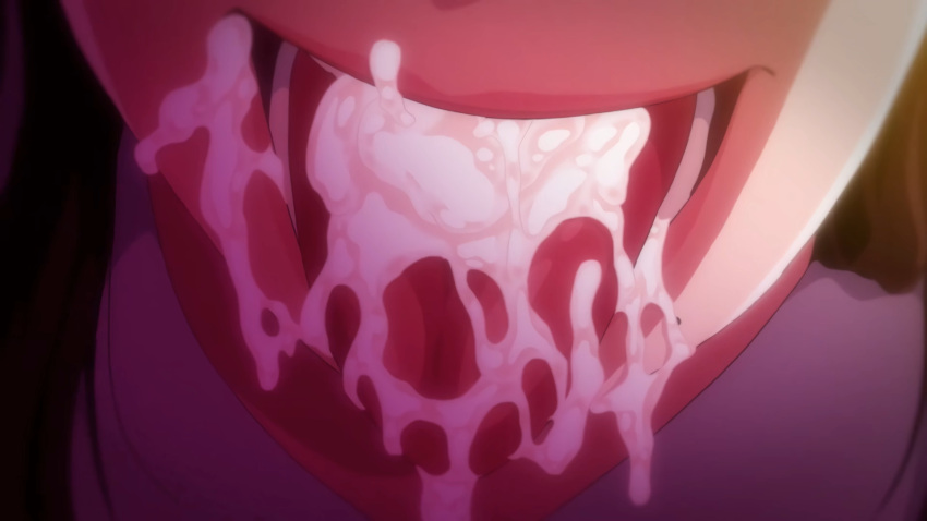 1girls anime_screencap blowjob bunnywalker close-up cum cum_in_mouth cum_on_face female kisaragi_tomoe_(seika_jogakuin_kounin_sao_ojisan) kurosu_gatari ova seductive seductive_smile seika_jogakuin_kounin_sao_ojisan smile t-rex_(animation_studio)