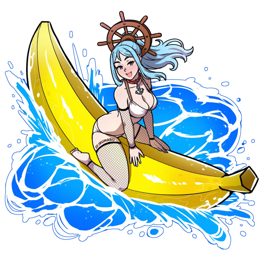 akairiot banana_boat big_breasts bikini blue_hair breasts female iru_may_(akairiot) light-skinned_female original pale-skinned_female solo solo_female tagme