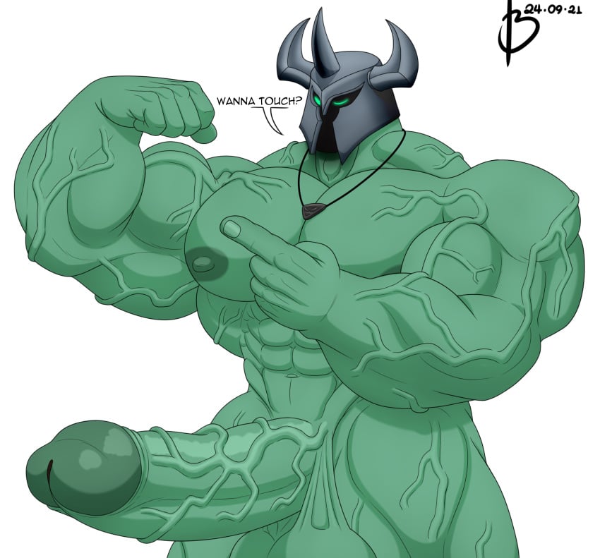 abs armor balls bayron_(artist) biceps big_balls big_muscles big_penis boner dialogue erection flexing flexing_bicep genitals headgear headgear_only helmet helmet_only hi_res huge_balls huge_cock huge_muscles humanoid hyper hyper_balls hyper_genitalia hyper_penis jewelry league_of_legends male male_only mordekaiser muscular muscular_humanoid muscular_male muscular_thighs necklace nude offering_to_viewer pecs penis presenting solo speech_bubble uncensored vein veiny_penis