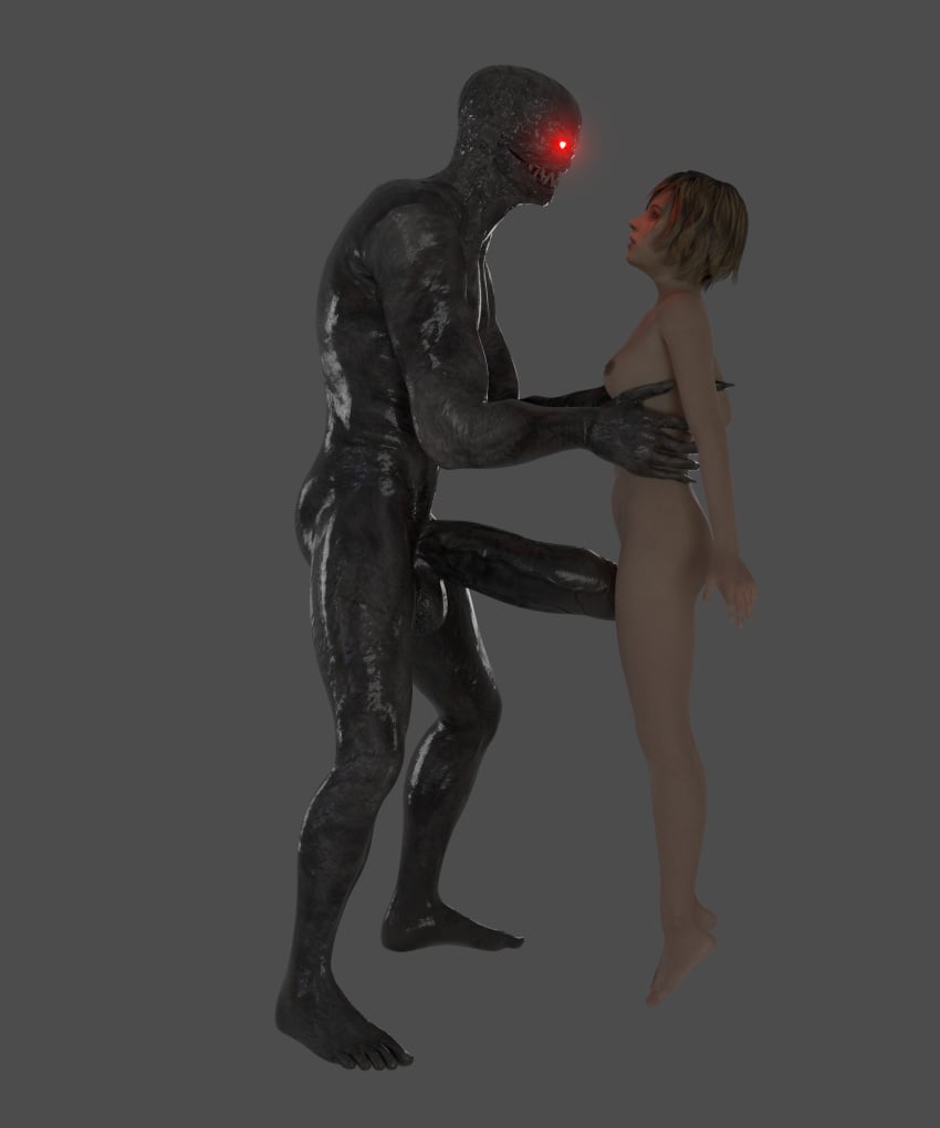 3d 3d_(artwork) aretikos big_penis biohazard blender caught glowing_eyes grabbed heather_mason imminent_rape imminent_sex monster monster_cock predator/prey regenerator resident_evil silent_hill size_difference