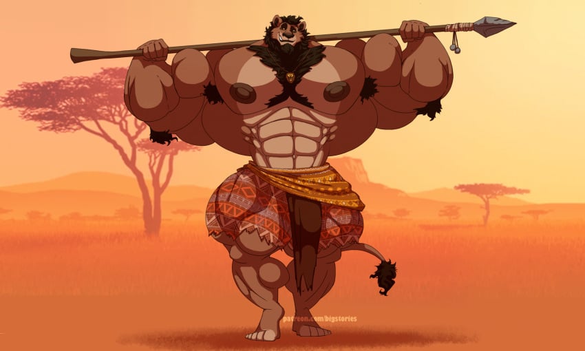 big_muscles black_hair disney hyper hyper_muscles idiot lion muscle_growth muscles nuka silver_stag the_lion_king the_lion_king_ii:_simba's_pride