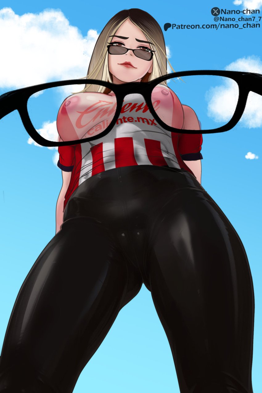 athletic_female big_breasts black_pants blonde_female blonde_hair blonde_hair_female brown_eyes chivas clouds club_deportivo_guadalajara comission content_creator fat_pussy football football_jersey football_uniform gamer_girl girl glasses hands_behind_back huge_ass huge_butt influencer internet_celebrity latex latex_clothing latex_leggings leggings liga_mx lipstick looking_at_breasts looking_at_viewer looking_down looking_over_eyewear looking_over_sunglasses marked_pussy mexican mexican_female naked_under_clothes nano-chan nipples nipples_visible_through_clothing no_bra open_legs panties panties_visible_through_clothing pussy pussy_focus pussy_visible_through_panties pussy_visible_through_thighs rivers see-through_clothing see-through_shirt see_through sky sky_background soccer soccer_jersey soccer_uniform streamer streaming sunglasses t-shirt tight_ass tight_butt tight_clothing tight_leggings tight_pants tight_pussy tinted_eyewear twitch twitch.tv twitch_streamer viewer_pov visible_through_clothes waist white_skin white_skinned_female x-ray_glasses x-ray_vision x_ray_view youtube youtube_hispanic youtuber youtuber_girl youtubers