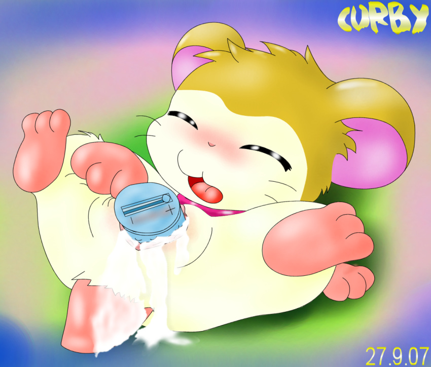 2007 curby dildo female hamster hamtaro_(series) masturbation pashmina_(hamtaro) sex_toy solo