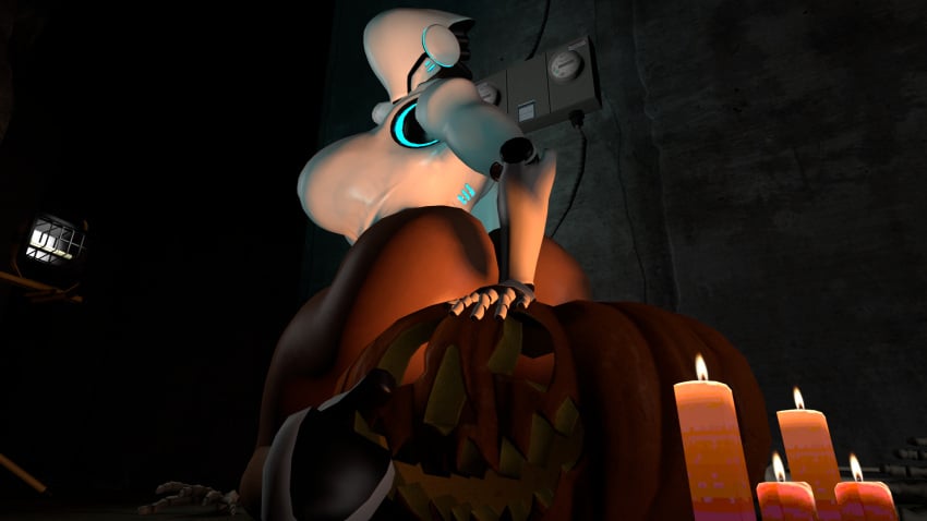 big_ass big_breasts candles haydee haydee_(game) looking_at_viewer pumpkin sitting source_filmmaker