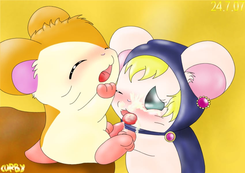 blue_eyes blush cum curby fellatio feral hamster hamtaro hamtaro_(series) lapis_(hamtaro) oral oral_sex sex