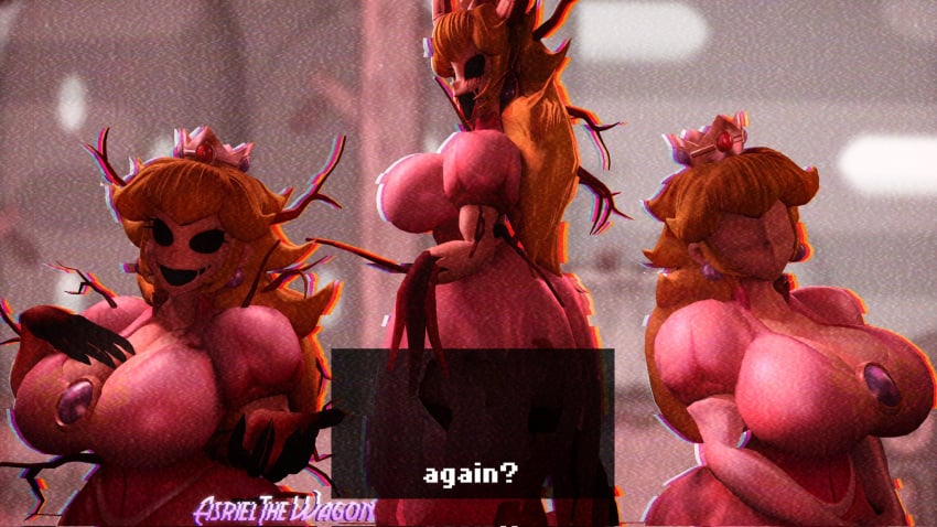 1girls 3d 3d_(artwork) asrielthewagon backboob big_ass big_breasts blonde_hair claws cleavage clothed clothed_female coronation_day_(creepypasta) creepypasta demon demon_horns dress entity faceless faceless_character faceless_female female female_focus female_only horns horror huge_breasts long_hair mario_(series) nightmare_fuel nightmare_waifu nintendo nipples_visible_through_clothing no_bra peach.exe possessed princess princess_peach princess_peach_(coronation_day) revealing_clothes ripped_clothing roots_(hair) royalty super_mario_world teasing text text_box