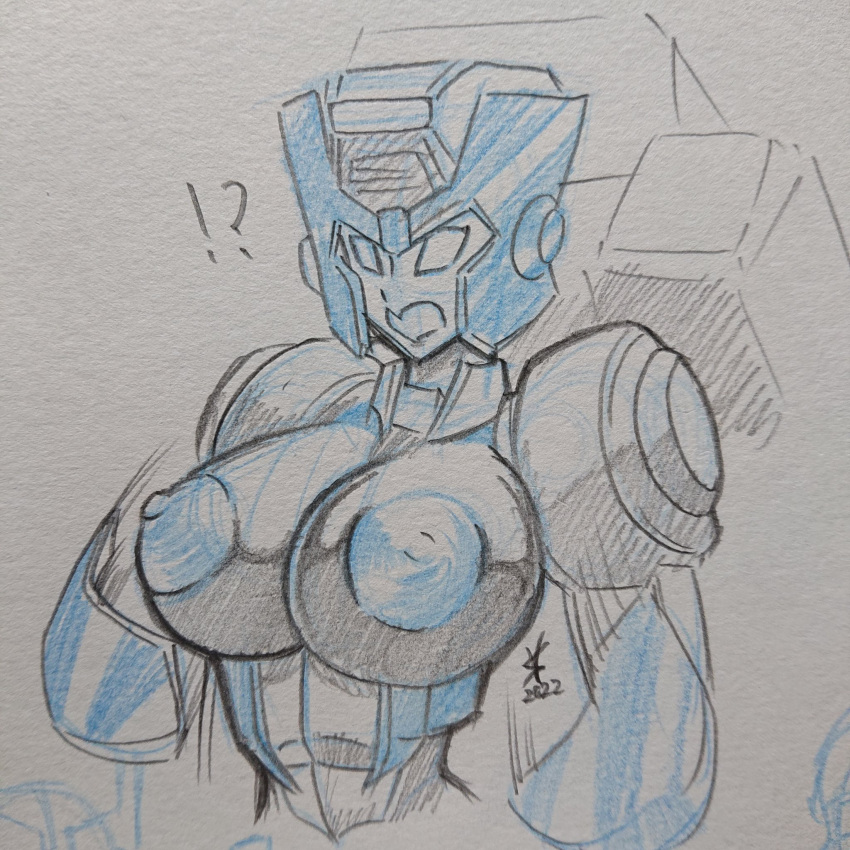 1girls alien alien_girl big_breasts big_nipples blue_nipples boobs breasts busty chromia drawing female nipples robot robot_girl solo surprised tits transformers ventis2099_(artist)