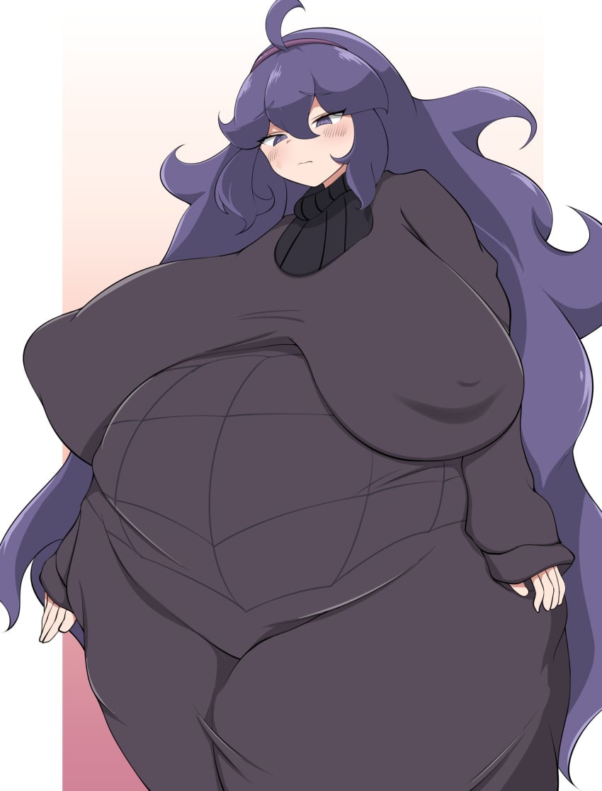 belly big_belly big_breasts chubby erect_nipples fupa game_freak hex_maniac huge_belly huge_breasts isaive long_hair massive_breasts messy_hair milf nintendo nipples nipples_visible_through_clothing overweight_female pokemon pokemon_xy pregnant pregnant_belly purple_hair ready_to_pop thick_thighs venus_body voluptuous