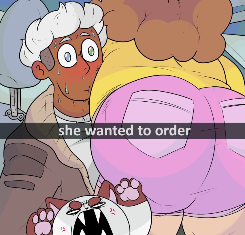 1girls ass bee_(bee_and_puppycat) bee_and_puppycat big_ass blush cartoon_hangover deckard_wizard fat_ass female large_ass meme puppycat she_wants_to_order text