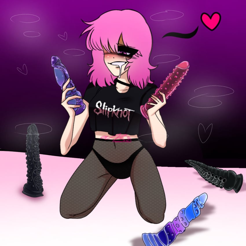 artist_self-insert artist_signature cute_deth cute_deth(artist) cute_deth(character) dildo fishnets monster_cock multiple_dildos pink_eyes pink_hair self_insert sex_toy toy toys