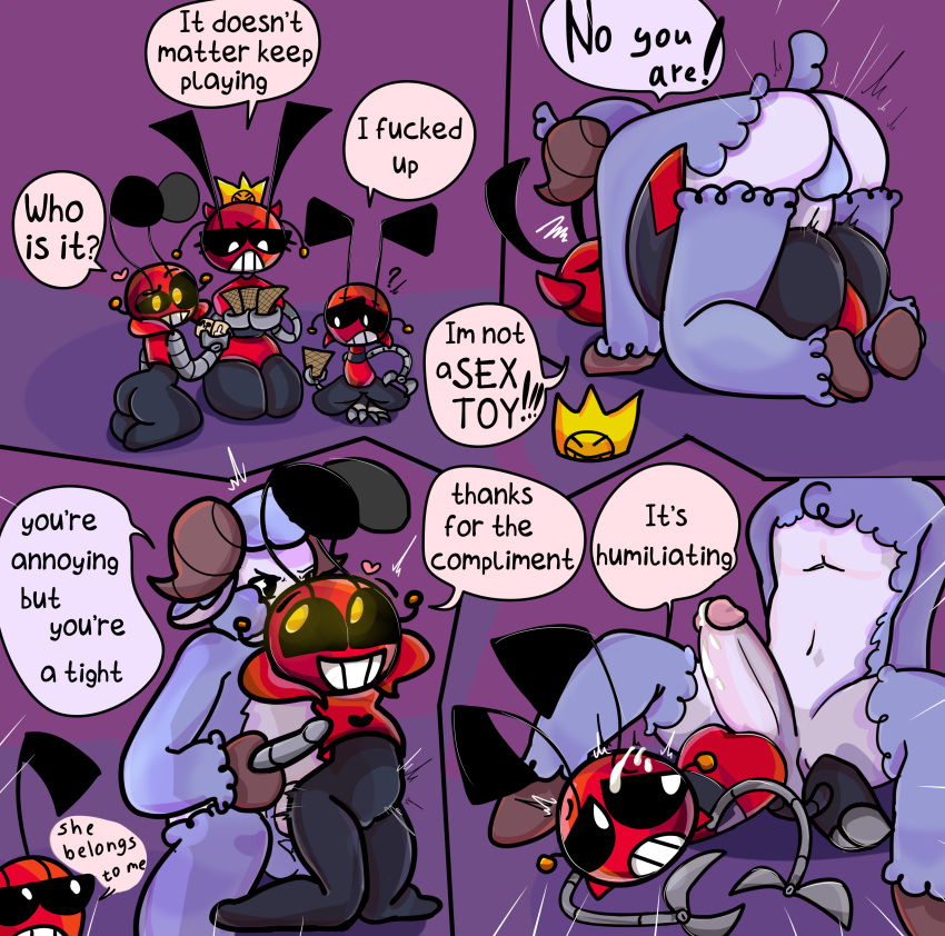 2boys 2girls anthro big_ass big_penis bigger_male cuckold cum_inside cum_on_body cum_on_face dialogue female humiliation imminent_rape imminent_sex living_sex_toy male mating_press objectification penis rape robot robot_girl sex_toy sheep smaller_female smaller_male turch