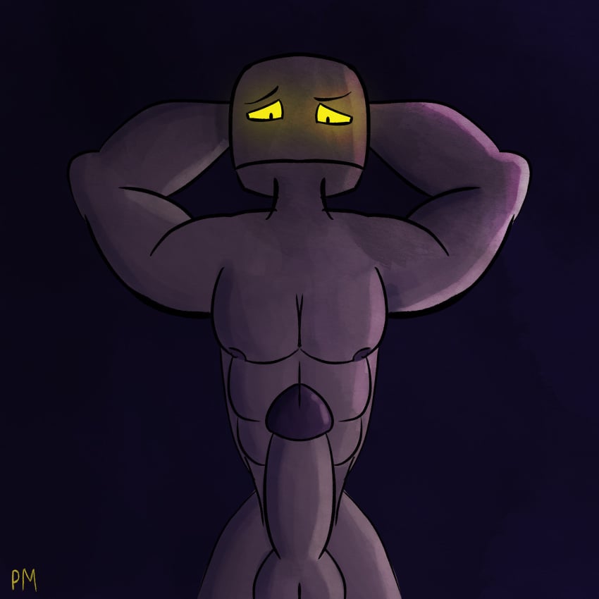 big_balls big_cock big_penis digital_drawing_(artwork) enderman huge_cock male male_only minecraft mojang muscle muscle_arms muscles muscular muscular_male standing yellow_eyes