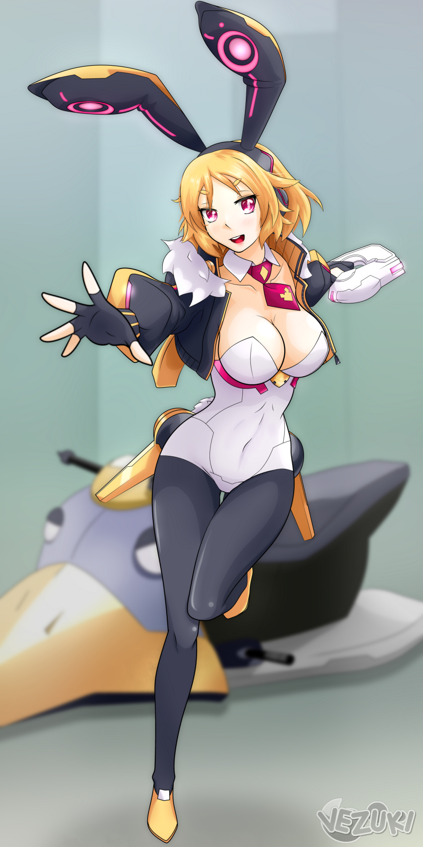 alternate_version_available breasts bunny_ears bunny_girl bunnysuit cleavage disgaea disgaea_5 disgaea_rpg future_usalia jacket large_breasts nippon_ichi_software tights usalia_(disgaea) vezuki