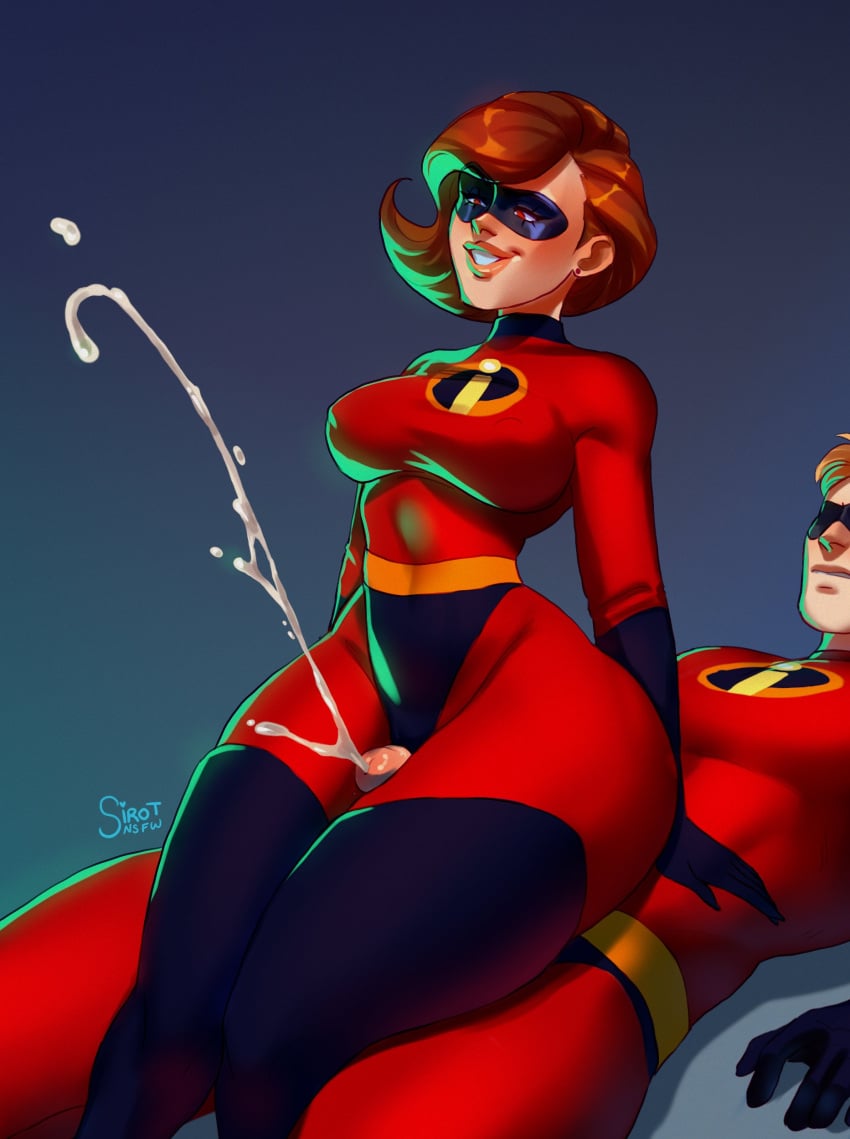 1boy 1girls 2021 big_thighs brown_hair canon_couple cum cumshot disney dominant_female elastigirl female female_focus helen_parr hi_res huge_thighs lying lying_on_back male married_couple mask massive_thighs milf mr._incredible narrowed_eyes penis penis_between_thighs robert_parr sirot_nsfw sitting sitting_on_person smooth_skin smug the_incredibles thick_thighs thigh_sex thighjob thunder_thighs thunderthighs