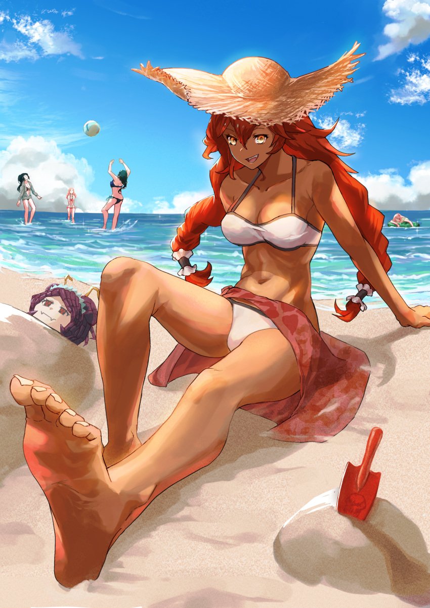 beach bikini cz2128_delta daifuku○ entoma_vasilissa_zeta foot_focus lupusregina_beta narberal_gamma overlord_(maruyama) solution_epsilon tagme yuri_alpha