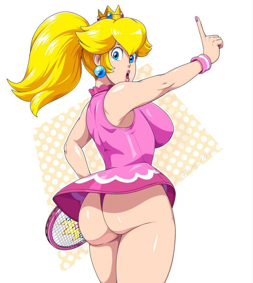 1girls alternate_costume alternate_version_available armwear ass ass_focus big_ass big_breasts big_lips blonde_hair blue_earrings blue_eyes breasts bubble_ass bubble_butt crown dat_ass ear_piercing earrings female female_only hair headwear huge_ass huge_breasts large_ass lips lipstick mario_(series) mario_tennis nail_polish nintendo panties pink_lips pink_lipstick pink_nail_polish pink_nails pink_panties ponytail princess_peach scittykitty sideboob skirt solo solo_female tennis_racket tennis_uniform thick_lips thick_thighs thighs thing upskirt windy_skirt