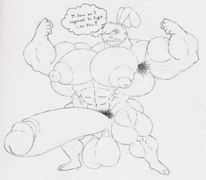 2022 abs after_transformation anthro armpit_hair balls big_balls big_muscles big_penis body_hair embarrassed foreskin genitals growth huge_balls huge_cock huge_muscles humanoid_genitalia humanoid_penis hyper hyper_balls hyper_genitalia hyper_muscles hyper_nipples hyper_penis lagomorph leporid ludthefox male mammal muscle_growth muscular nipples pecs penis pose pubes rabbit samurai_rabbit:_the_usagi_chronicles solo thought_bubble yuichi_usagi