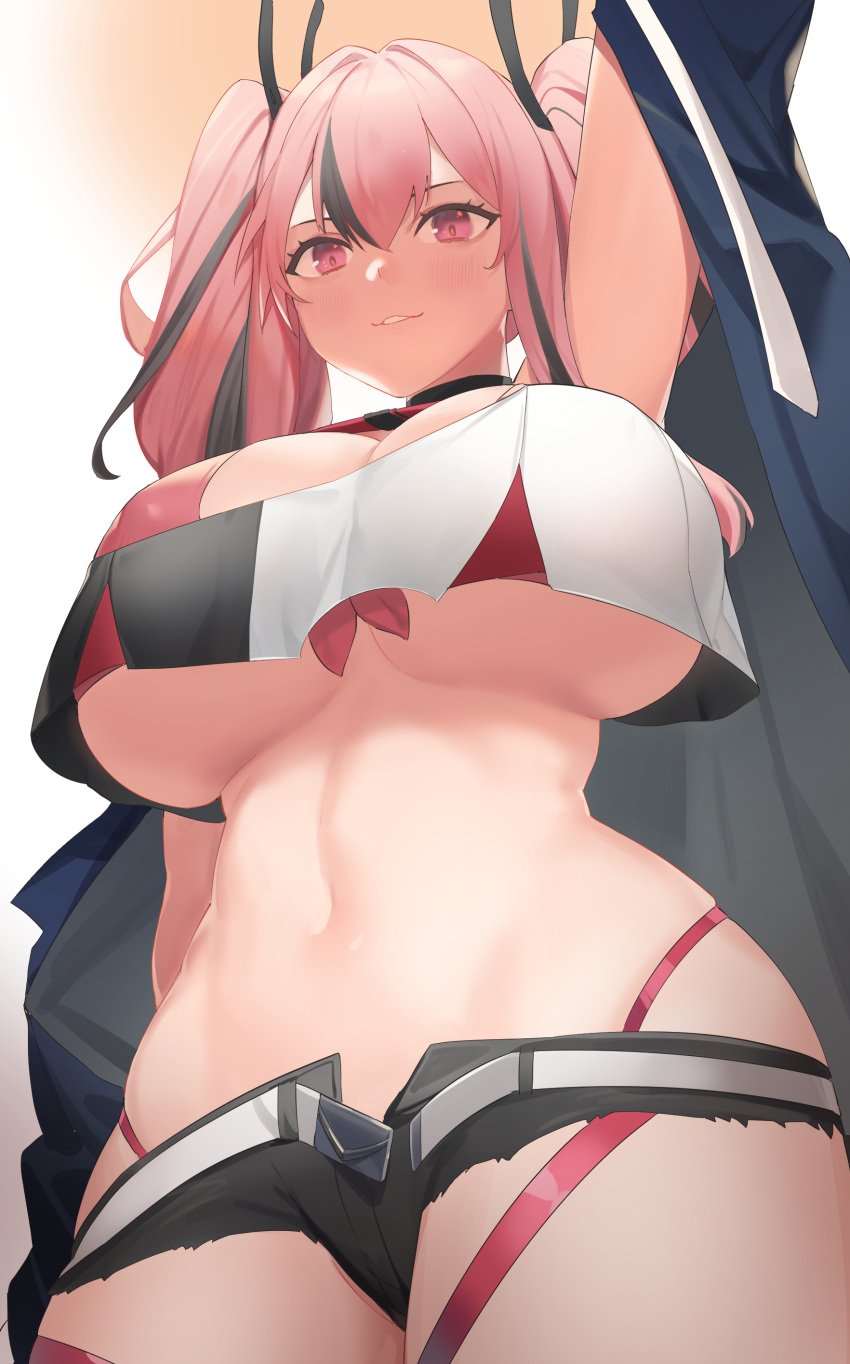 azur_lane big_breasts bikini breasts bremerton_(azur_lane) erect_nipples_under_clothes jam_(nandade) underboob