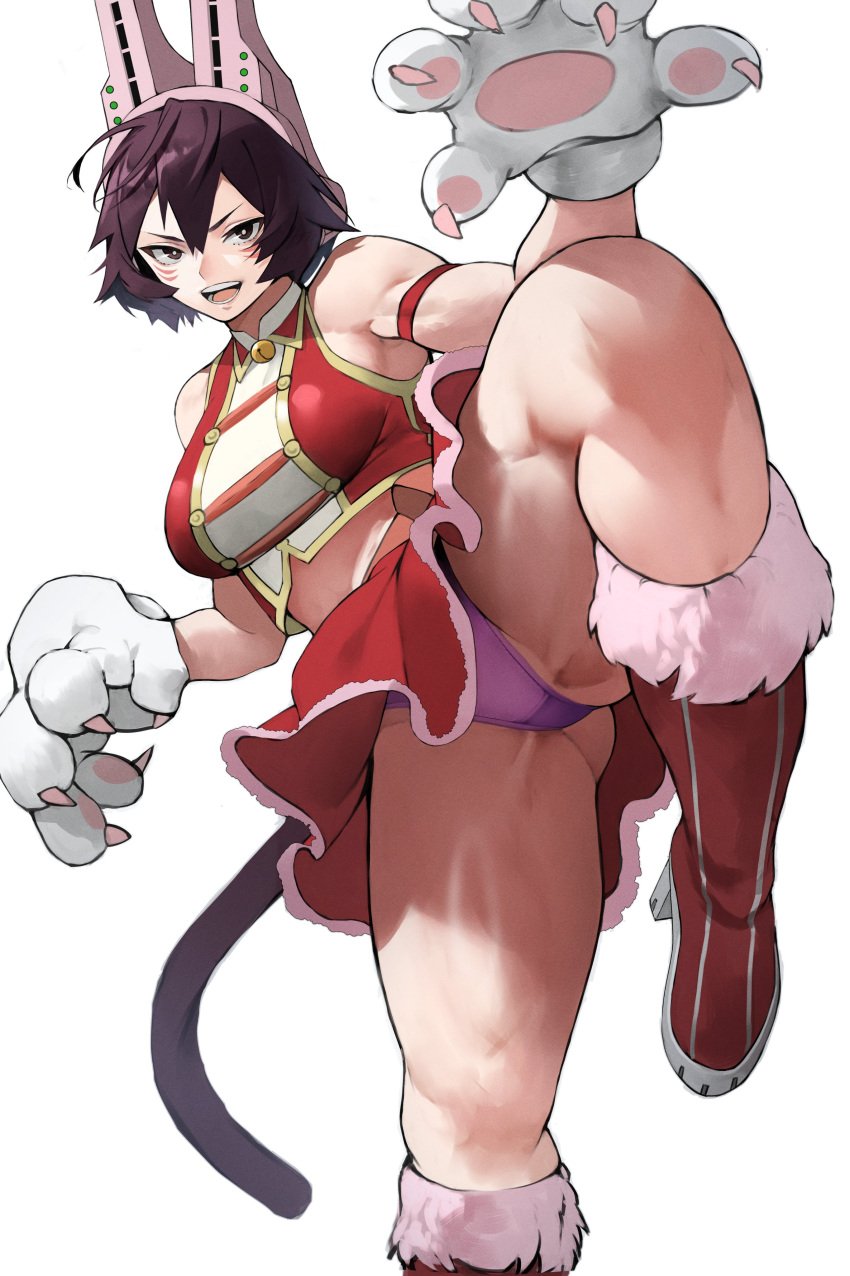 1girls breasts brown_hair cat_ears cat_paws cat_tail female female_only fully_clothed light_skin mandalay my_hero_academia panties shino_sousaki short_hair skirt solo solo_female thick_thighs thighs yoshi55level