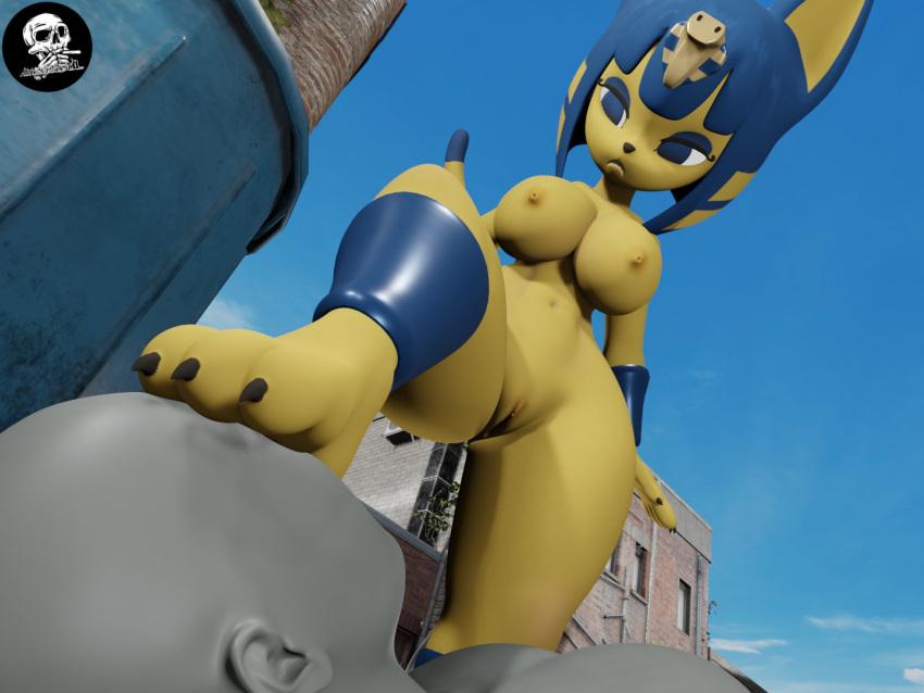 1boy 1girls 3d 3d_(artwork) 3d_model animal_crossing ankha ankha_(animal_crossing) ankha_(hazeker) anon anthro big_breasts blender_(software) blue_hair breasts claws digital_media_(artwork) domestic_cat dominant doubutsu_no_mori duo egyptian faceless_character faceless_male feet felid feline felis female femdom foot_on_head fur furry genitals hair hazeker human male male/female mammal nairu_(doubutsu_no_mori) nintendo nipples nude pussy smokedaddy straight video_games yellow_body