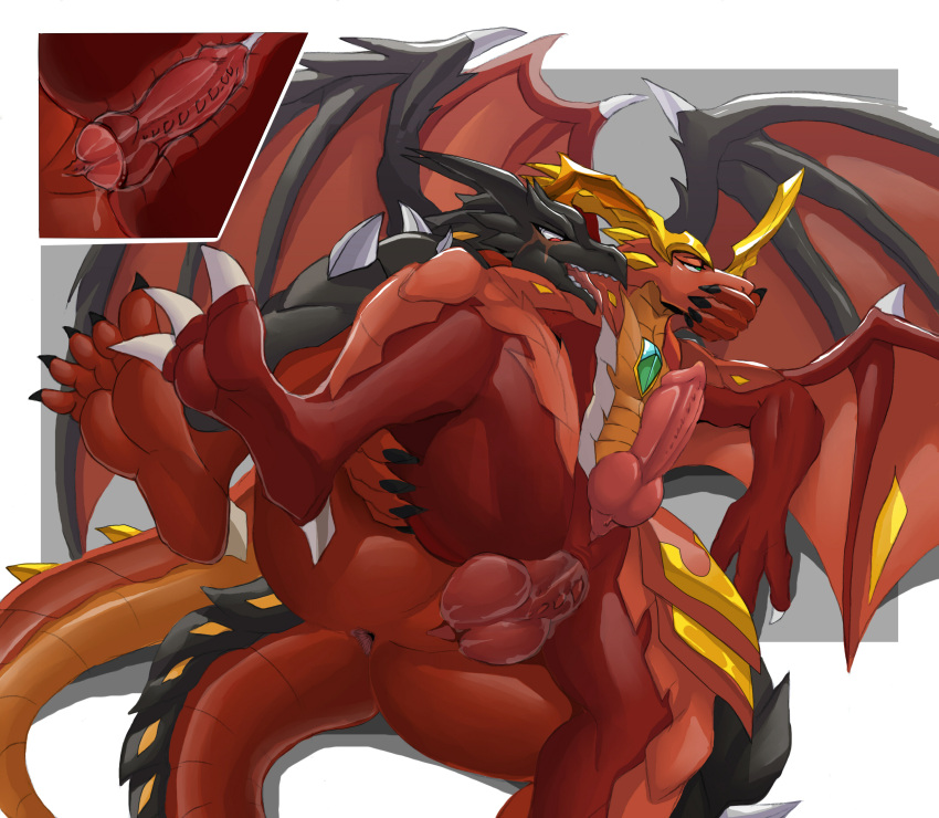 3_toes absurd_res anal anal_sex anthro anus ass bakugan balls biped bodily_fluids claws covering covering_mouth cum cum_inside digital_media_(artwork) dominant dominant_male drago_(bakugan) dragon duo ejaculating_cum ejaculation erection feet from_behind_position genital_fluids genitals green_eyes hands_on_mouth helios_(bakugan) hi_res horn internal looking_pleasured lying male male/male male_penetrated male_penetrating male_penetrating_male membrane_(anatomy) membranous_wings muscular_thighs open_mouth penetration penis precum pupils raised_leg red_body scales scalie sellon sex simple_background slit slit_pupils submissive submissive_male teeth toes tongue western_dragon wings