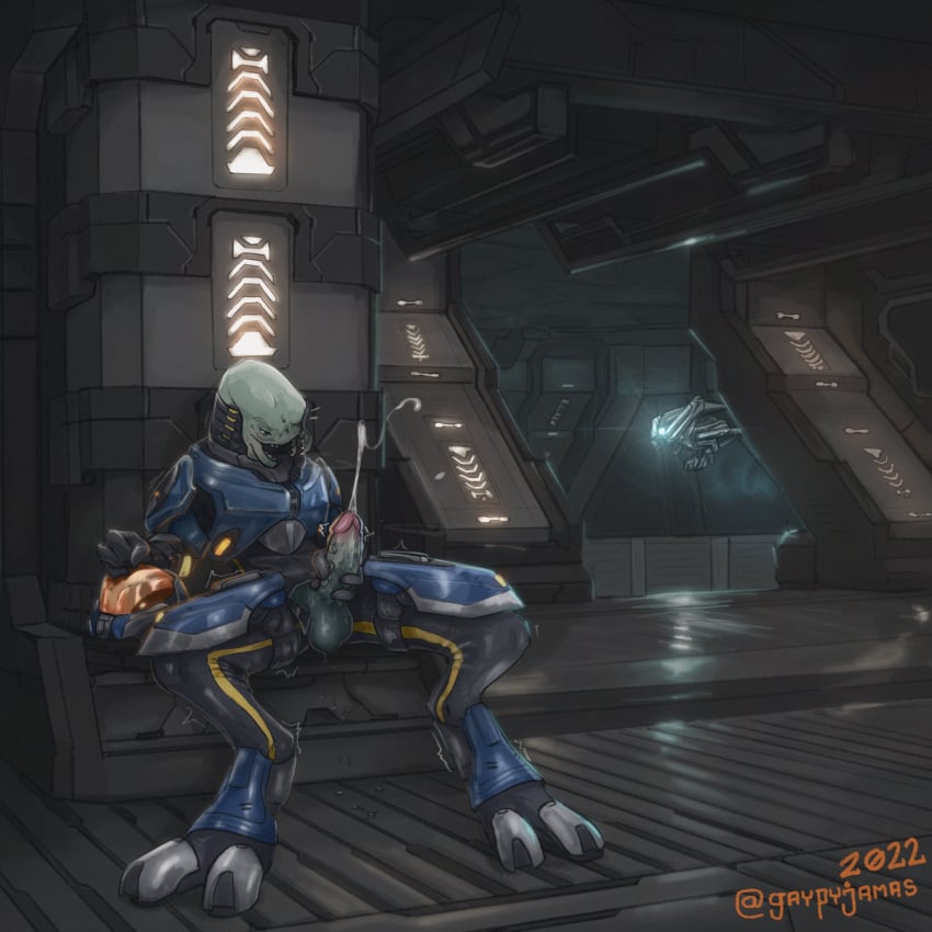 2d 4_mandibles alien armor balls blush bodily_fluids clothed clothing cum cum_string cumshot ejaculation elite_(halo) gaypyjamas genital_fluids genitals glowing halo_(series) headgear helmet hi_res humanoid_genitalia humanoid_penis machine male male_only male_sangheili_(halo) masturbation microsoft open_mouth orgasm partially_clothed penile penile_masturbation penis robot sangheili shaking sitting solo_focus spread_legs spreading trembling video_games xbox_game_studios