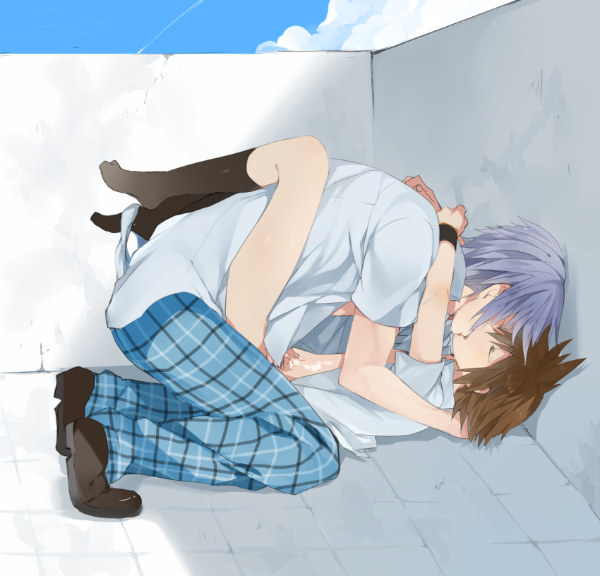 gay kingdom_hearts male male_only multiple_males riku school_uniform sora tagme yaoi