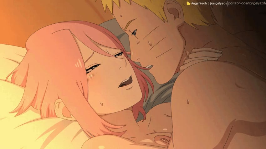 1boy 1boy1girl 1girls angelyeah animated animated_gif areolae blonde_hair blue_eyes blush boruto:_naruto_next_generations bouncing_breasts breasts cheating cheating_boyfriend cheating_girlfriend cheating_wife erect_nipples eye_contact female gif green_eyes imminent_kiss large_areolae light-skinned_female light-skinned_male light_skin long_hair looking_at_another looking_at_partner lying_down lying_on_bed lying_on_person male male/female male_penetrating medium_hair missionary missionary_position moan moaning moaning_in_pleasure narrowed_eyes naruto naruto_(series) nipples on_back on_bed open_mouth pale-skinned_female pale_skin penetration pillow pink_hair pink_nipples romantic romantic_couple sakura_haruno sex short_hair shoulder_length_hair shounen_jump small_breasts straight sweat sweatdrop thrusting topless topless_female topless_male upper_body uzumaki_naruto voluptuous whisker_markings whiskers yellow_hair