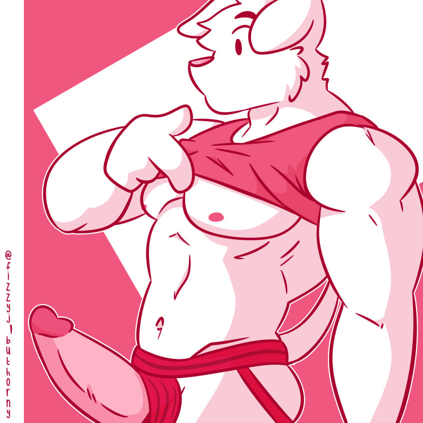 anthro canid canine canis clothed clothing clothing_aside clothing_lift dc_comics digital_media_(artwork) domestic_dog erection fizzyjay fur gay genitals hi_res humanoid_genitalia humanoid_penis jockstrap jockstrap_aside krypto krypto_the_superdog male male_only mammal muscular muscular_male nipples nude penis shirt shirt_lift simple_background solo solo_focus solo_male tank_top topwear underwear underwear_aside