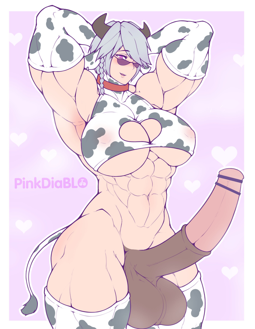 1futa animal_ears animal_genitalia_on_humanoid balls big_balls bottomless breasts clothed clothing collar cow_print erection futa_only futanari horns horse_penis horsecock horsecock_on_humanoid huge_cock huge_thighs humanoid kemonomimi light-skinned_futanari light_skin lustful_gaze muscular_arms muscular_chest muscular_futanari muscular_thighs partially_clothed penis penis_bigger_than_arm pink_eyes pinkdiablo slight_blush solo standing tail wide_hips