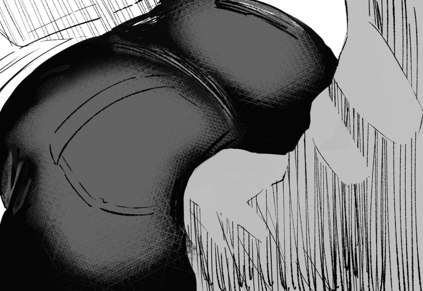 1boy 1boy1girl 1girls ass ass_focus before_sex big_ass bleach boner bulge daraz18aka dat_ass erect_penis erection faceless faceless_character faceless_female fully_clothed head_out_of_frame ikumi_unagiya imminent_sex lower_body male/female mature mature_female milf monochrome out_of_frame pants penis penis_against_ass penis_poke poking poking_ass round_ass tight_clothing tight_pants unagiya_ikumi unseen_female_face unseen_male_face