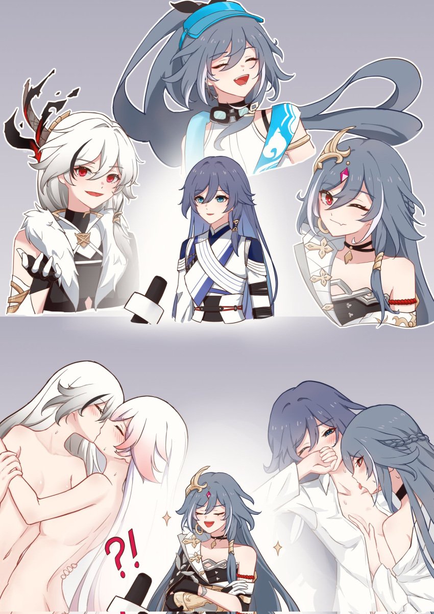 fantasizing female female_only fu_hua fu_hua_(azure_empyrea) fu_hua_(herrscher_of_sentience) hickey_marks honkai_impact_3rd imagination imagining interview kissing lesbian_sex licking_neck multiple_girls pervert selfcest yuri