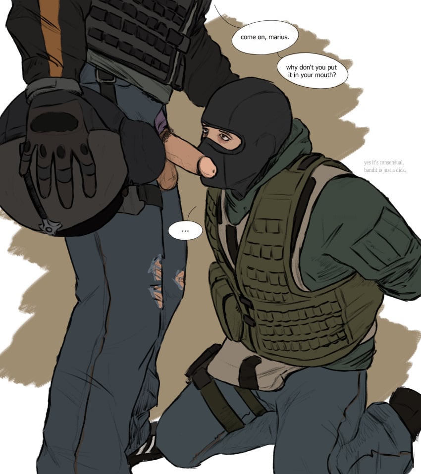 2boys artist_request balaclava bandit_(rainbow_six) cocky gay jager_(rainbow_six) male_only manly masked_male military rainbow_six rainbow_six_siege tactical_gear