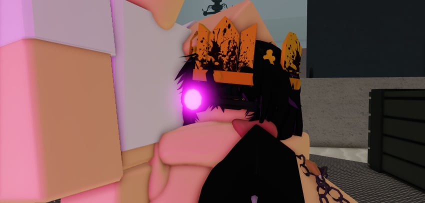 3d agent_(decaying_winter) black_hair cock_hungry cock_sleeve cock_worship concrete concrete_floor crown cybernetic_eye cybernetics decaying_winter male/female no_face no_pants penis roblox roblox_game robloxian sledge_queen tagme tagme_(artist) white_shirt