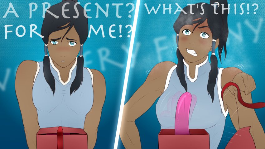 1girls avatar_legends big_breasts blue_eyes dark-skinned_female english_text female female_protagonist korra text the_avatar the_legend_of_korra water_tribe woorkvaza