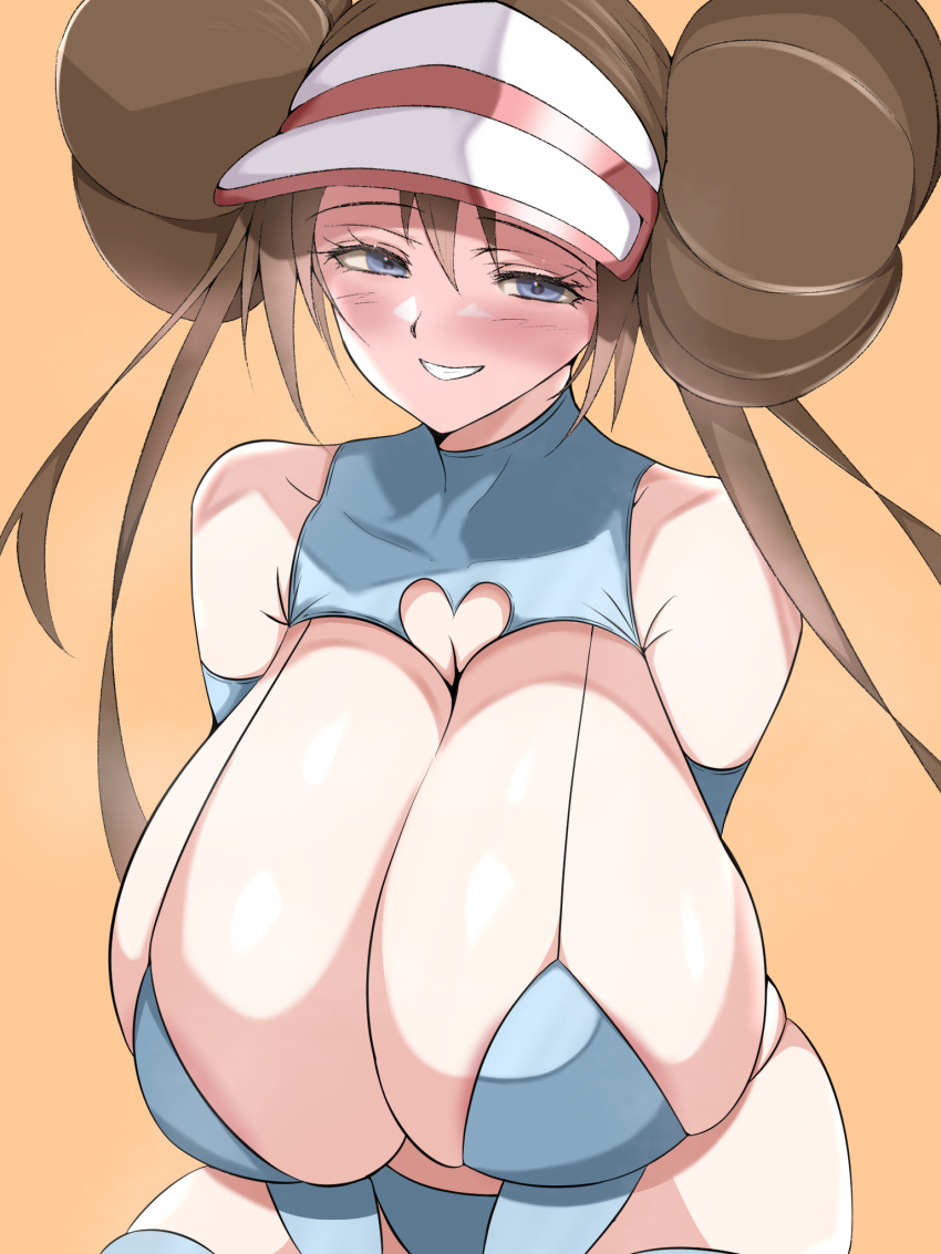 1girls 2022 armpit_crease bikini blue_eyes breasts brown_hair cleavage female female_only hat huge_breasts kia-shi light-skinned_female light_skin looking_at_viewer nintendo pokemon pokemon_bw2 rosa_(pokemon) smile tagme twin_buns twintails visor visor_cap