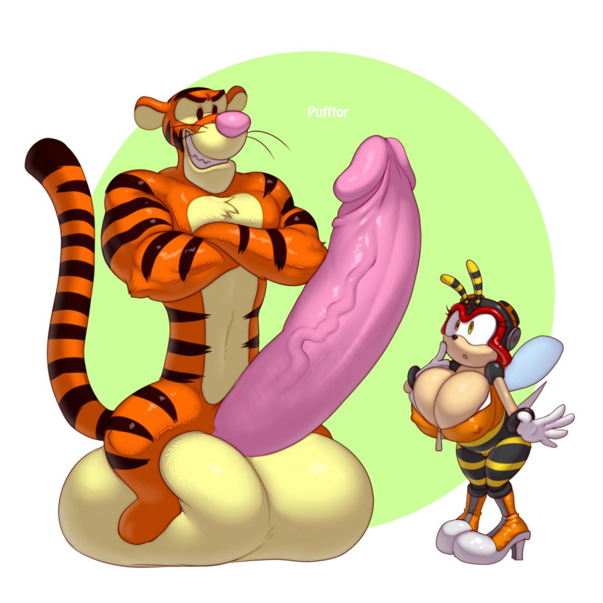 2022 2boys aged_up big_breasts big_penis big_testicles charmy_bee crossover disney eastern_and_western_character furry penis pufftor rule_63 shitpost shortstack smooth_skin sonic_(series) sonic_the_hedgehog_(series) testicles tigger weird_crossover winnie_the_pooh_(franchise)