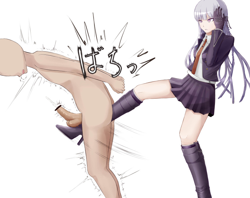 ball_busting ballbusting cbt clothed_female_nude_male cock_and_ball_torture completely_nude completely_nude_male cum danganronpa danganronpa:_trigger_happy_havoc danganronpa_1 ejaculation femdom flat_hair fully_clothed fully_clothed_female kicking_balls kirigiri_kyouko light-skinned_female pale-skinned_female penis piro_(iiiiiiiiii) smooth_skin testicles testicular_assault