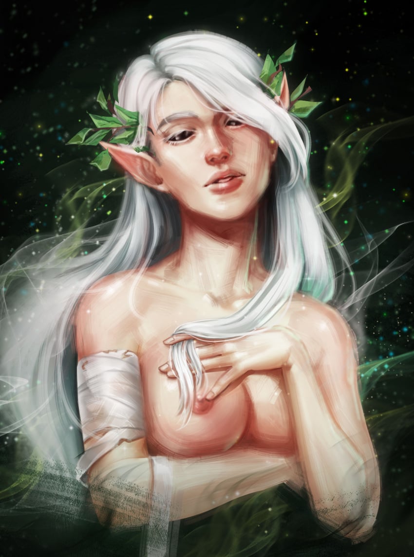 1girls areolae black_eyes black_pupils black_sclera breasts elf elf_ears elf_female female female_only fully_black_eyes kerillian light-skinned_female nipples nude solo solo_female vermintide warhammer_(franchise) warhammer_fantasy white_hair wood_elf wood_elf_(warhammer) z4vark