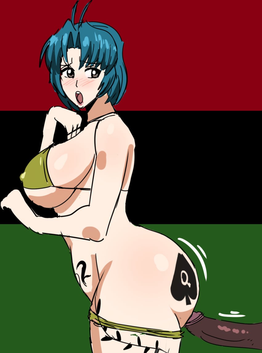 bikini blue_hair flag muv-luv queen_of_spades yoroi_mikoto