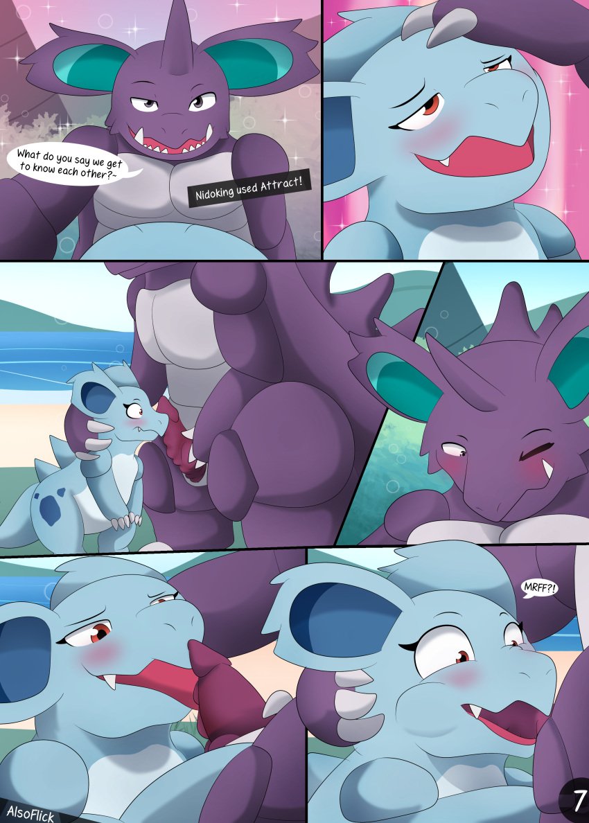 absurd_res alsoflick body_swap bodyswap comic cuddling egg egg_laying fellatio female gender_transformation generation_1_pokemon heart_swap hi_res legendary_pokemon male male/female nidoking nidorina nintendo oral page_7 penile pokemon pokemon_(species) pokemon_only sea sex transformation video_games water