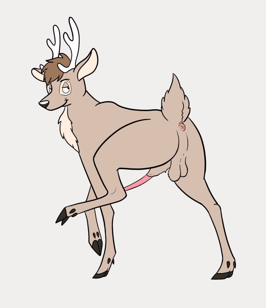 animal_genitalia animal_genitals antlers anus balls bedroom_eyes cervine cervine_anus cervine_genitalia cervine_penis comet_(reindeer) deer feral fur hooves light_brown_fur looking_at_viewer male penis reindeer solo solo_male tail_raised the_christmas_gift_of_light the_soulmates_in_the_gift_of_light