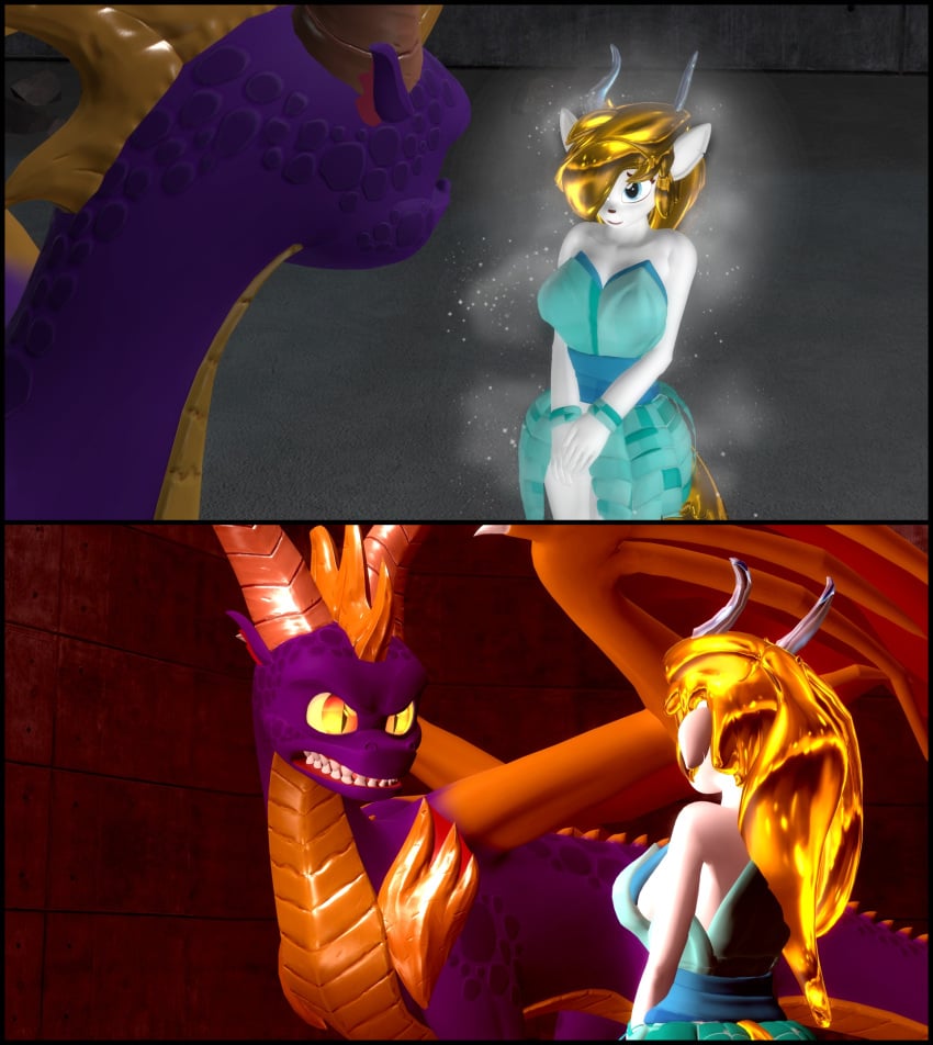 angry anthro blonde_hair dragon faun feral garry's_mod large_breasts magic spyro_reignited_trilogy spyro_the_dragon termination_attempt transformation tyrakathedragonfan winter_fawn