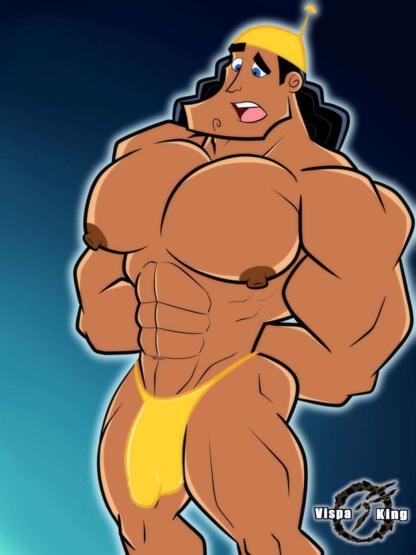 abs big_bulge bulge disney huge_bulge kronk latino long_hair male male_only melanin muscles muscular muscular_male pecs penis_outline the_emperor's_new_groove thick_thighs thong vispaking