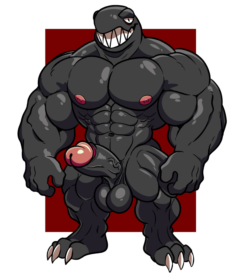 abs absurd_res anthro balls banzai_bill big_muscles big_penis bullet_bill claws digital_media_(artwork) genitals hi_res humanoid_genitalia humanoid_penis looking_at_viewer male male_only mario_(series) muscular nintendo nipples nude penis posstype sharp_teeth smile solo teeth toe_claws